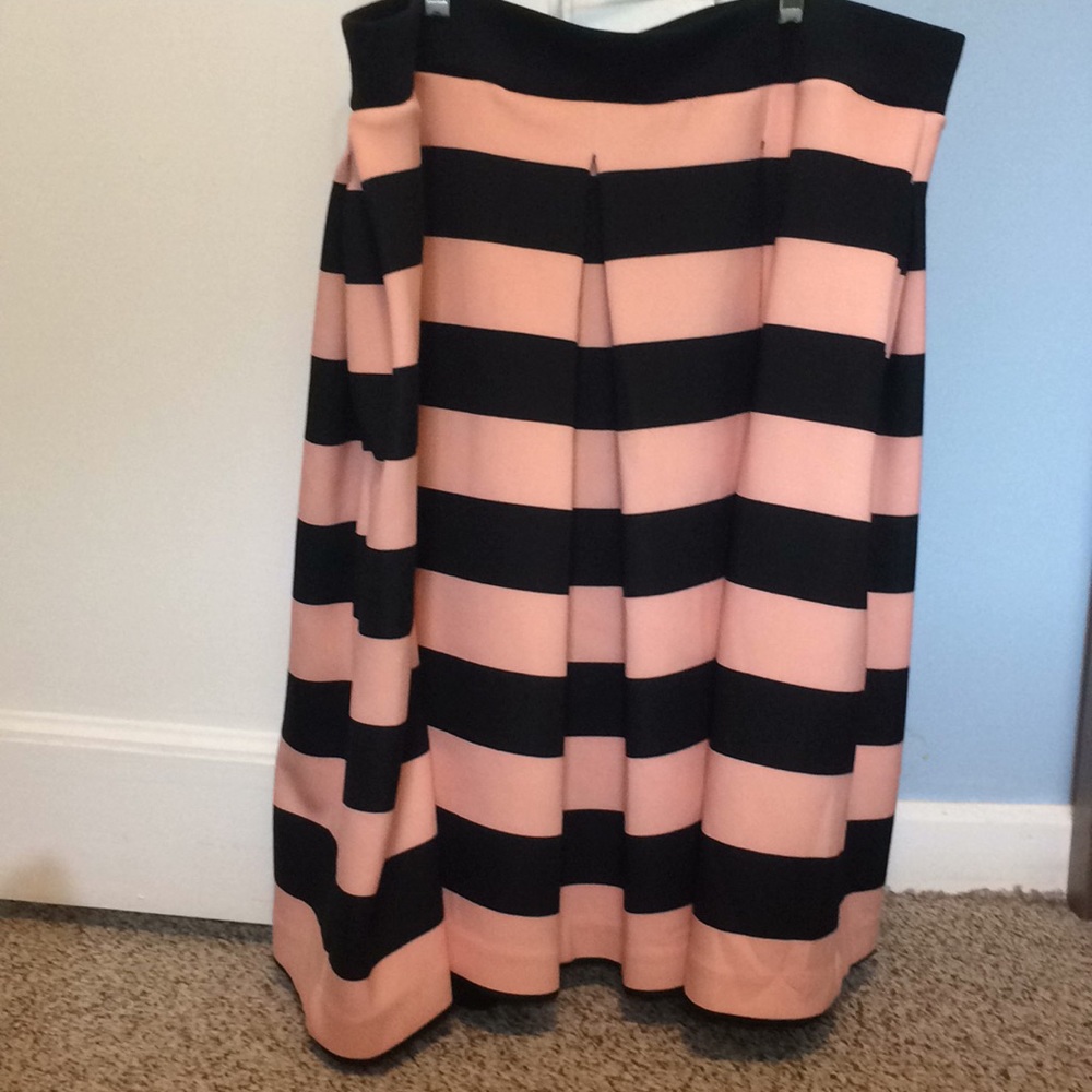 Pink and black striped skirt